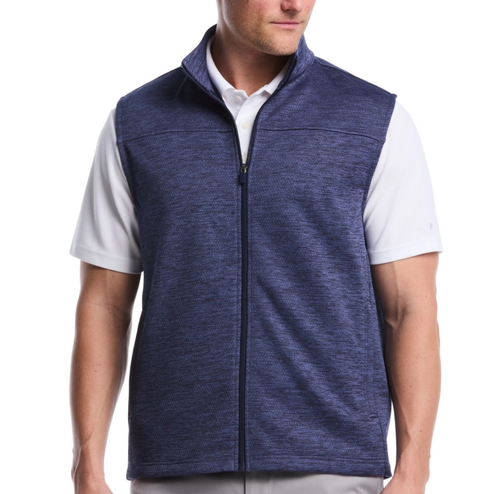 NWT Men's Grand Slam Blue Mini Argyle Quilted Golf Vest Size Small